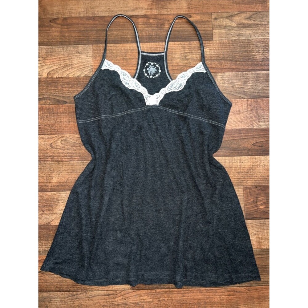 Charcoal and White Lace Sleep Cami